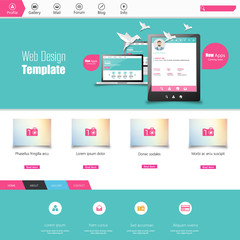 Wall Mural - flat colorful website template with clean modern design.