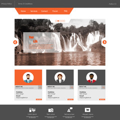 Wall Mural - flat business website template with waterfall illustraion
