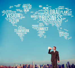 Wall Mural - Global Business Connect Vision Solution Teamwork Success Concept