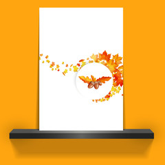Wall Mural - Autumn poster with acorn and leaves illustration 