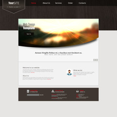 Wall Mural - Website template with blurred autumn background