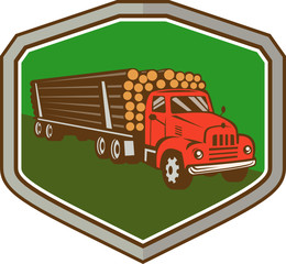 Wall Mural - Truck Vintage Logging Shield Retro