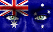 Human face painted with flag of Australia