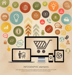 vector multi devices with web icons interface symbols
