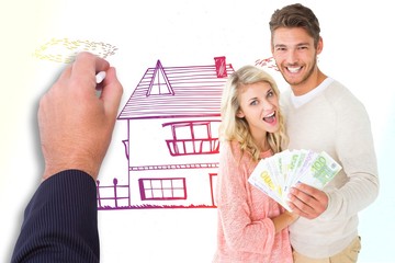 Poster - Composite image of attractive couple flashing their cash