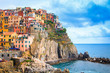 View of Manarola cinque terre Liguria Italy