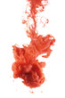 Ink Color drop swirling underwater, on white background.