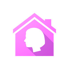 Sticker - Pink house icon with a woman head