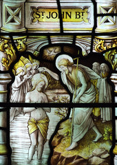 Canvas Print - The baptism of Jesus Christ in stained glass