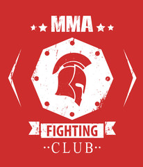 Wall Mural - MMA Fighting Club grunge emblem with spartan helmet