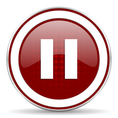 Poster - pause red glossy web icon