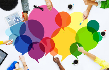Wall Mural - casual people message talking communication concept