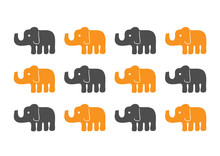 Elephants Silhouettes Pattern Vector