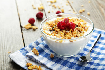 Poster - Muesli with yogurt in a bowl 