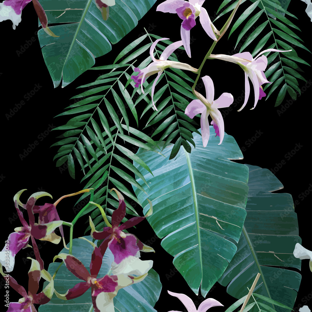 Foto-Plissee zum Schrauben - orchids exotic tropical pattern