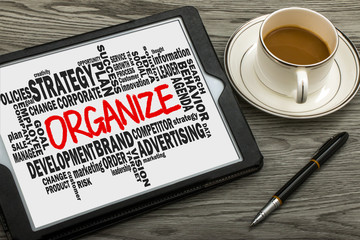 Wall Mural - organize with related business word cloud