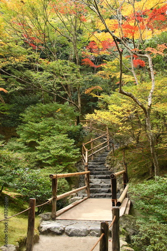 Naklejka dekoracyjna Stairway at a hill in a japanese garden (Kyoto)