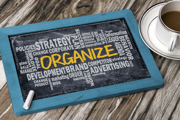 Wall Mural - organize with related business word cloud