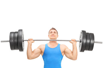 Poster - Male weightlifting athlete lifting a heavy weight