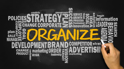 Wall Mural - organize with related business word cloud