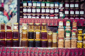 Stand with traditional wares in Zakopane, Poland