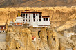 Lamayuru monastery with view of moonland in background,Ladakh,Jammu and Kashmir, India