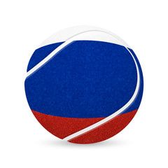 Wall Mural - Tennis ball with flag of Russia, isolated on white