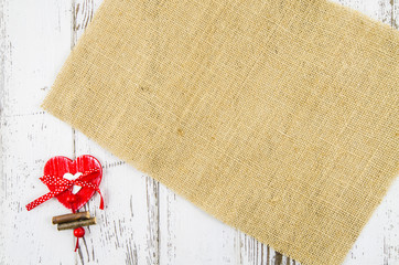 Poster - Heart on jute background