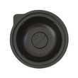 black microwavable plastic food bowl, top view