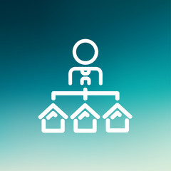 Poster - Agent with three houses for sale thin line icon