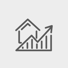 Poster - Residential Graph Increases thin line icon