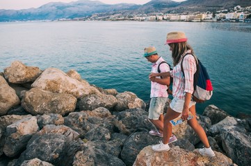 Wall Mural - couple in vacation on Greece