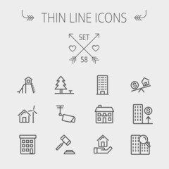 Canvas Print - Real Estate thin line icon set