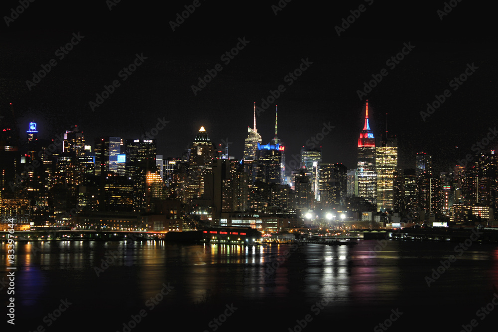 Fotografering, Billede New york city / Skyline by night på ...