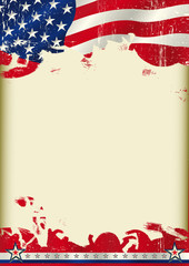 Wall Mural - American poster waving flag background