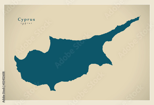 Cuadros en Lienzo Modern Map - Cyprus United Island CY