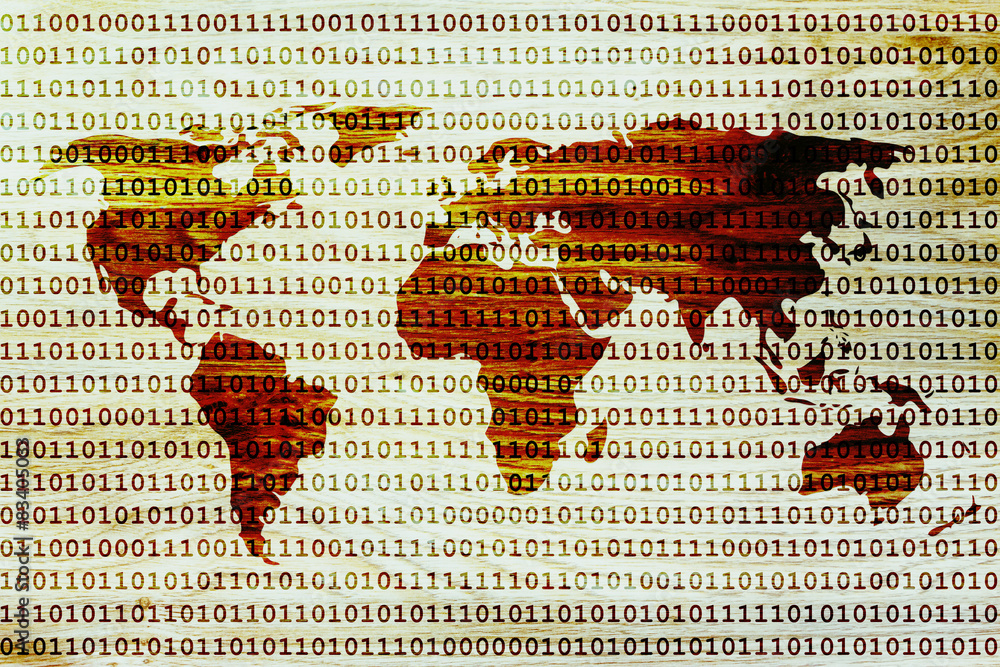 World map made of binary code overlay Stock Illustration | Adobe Stock