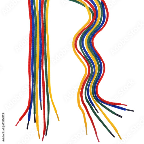 Fotografía straight and curved lines of colored bootlaces