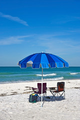 Wall Mural - Beach Umbrella with Chairs