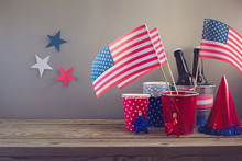 USA Independence Day Celebration. Table Arrangement For Party