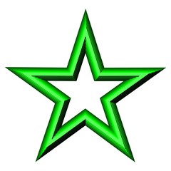 Wall Mural - Green Star isolated on white background