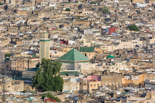 Aerial view over Fes medina in Morocco.