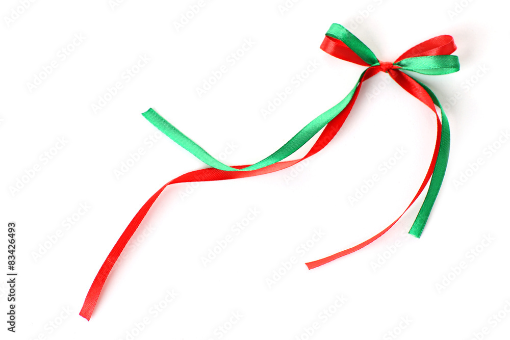 Bow of colorful ribbons isolated on white