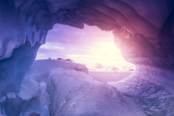 Wall Mural - Violet, ice cave in Antarctica