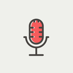 Sticker - Retro microphone thin line icon