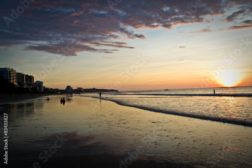 Beautiful Clear Sunset In Murcielago Beach Manta Ecuador Beautiful Clear Sunset In Murcielago Beach Manta Ecuador