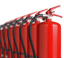 fire extinguishers close up isolated on white background