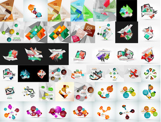 Geometric banners, templates, layouts. Paper graphics Mega