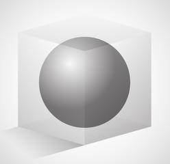 Aufkleber - Sphere in cube. Abstract 3d illustration. Editable vector