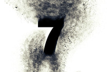 Character Number 7 Seven With Particles On Absrtact Background 